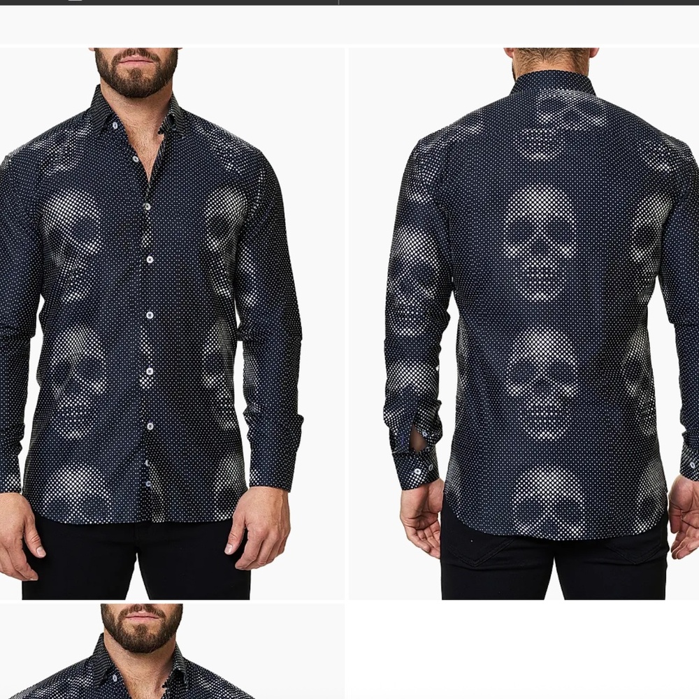 Maceoo Luxor Funky Skull Button Down Shirt Size Large